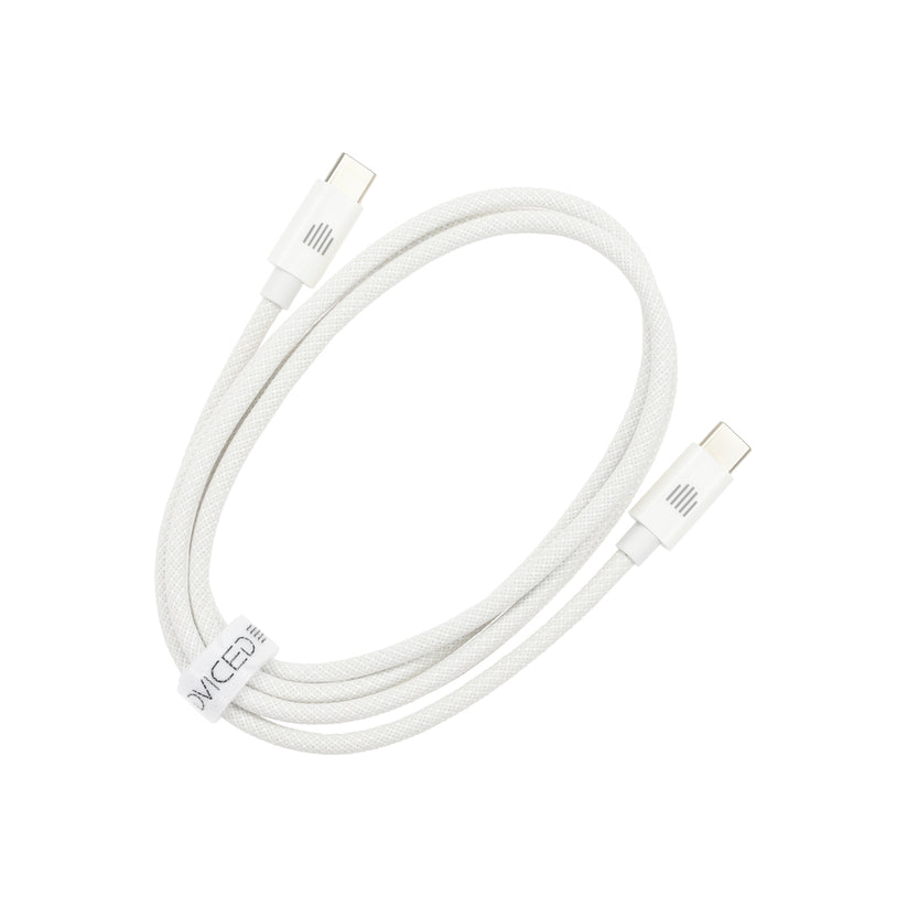Dviced – USB-C - USB-C szőtt borítású töltőkábel, 1,25 m - fehér - iSTYLE HU