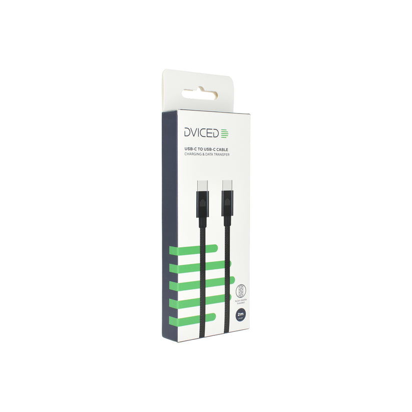 Dviced – USB-C - USB-C szőtt borítású töltőkábel, 2 m - fekete - iSTYLE HU