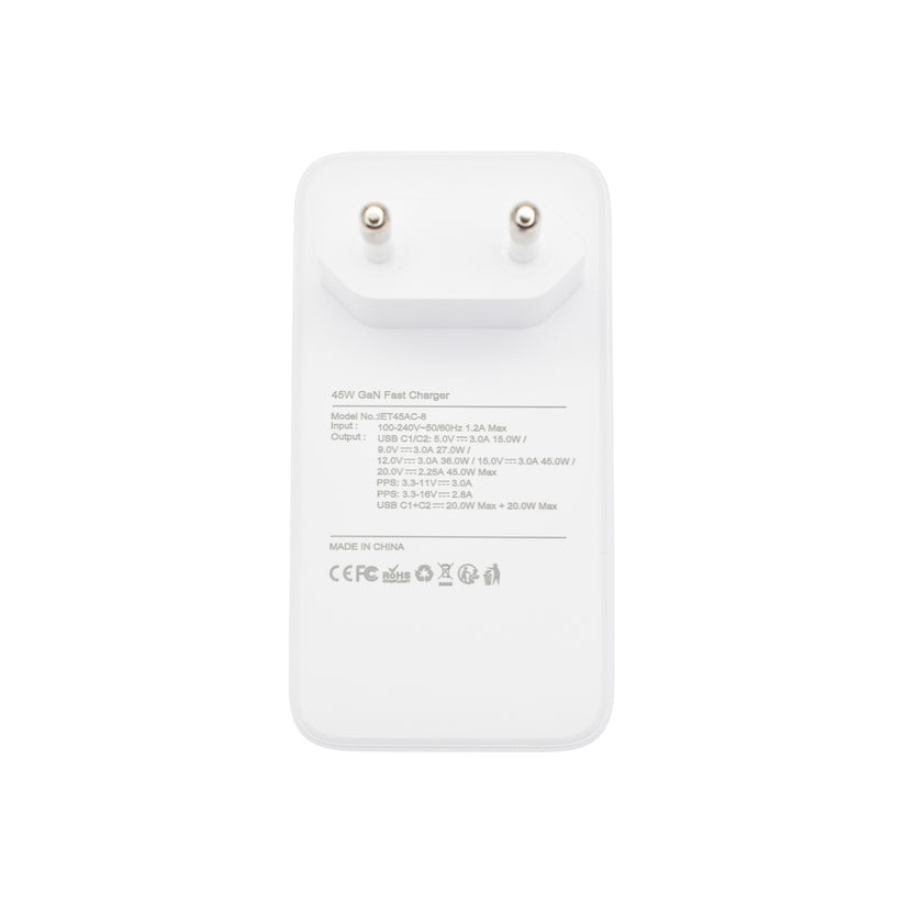 Dviced – Hálózati töltő 45W GaN - 2 db USB-C - fehér - iSTYLE HU
