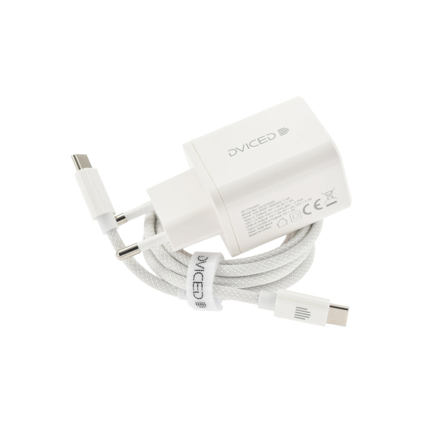 Dviced – Hálózati töltő 35W GaN - 1xUSB-C + 1x USB-A + USB-C to USB-C kábel - fehér - iSTYLE HU