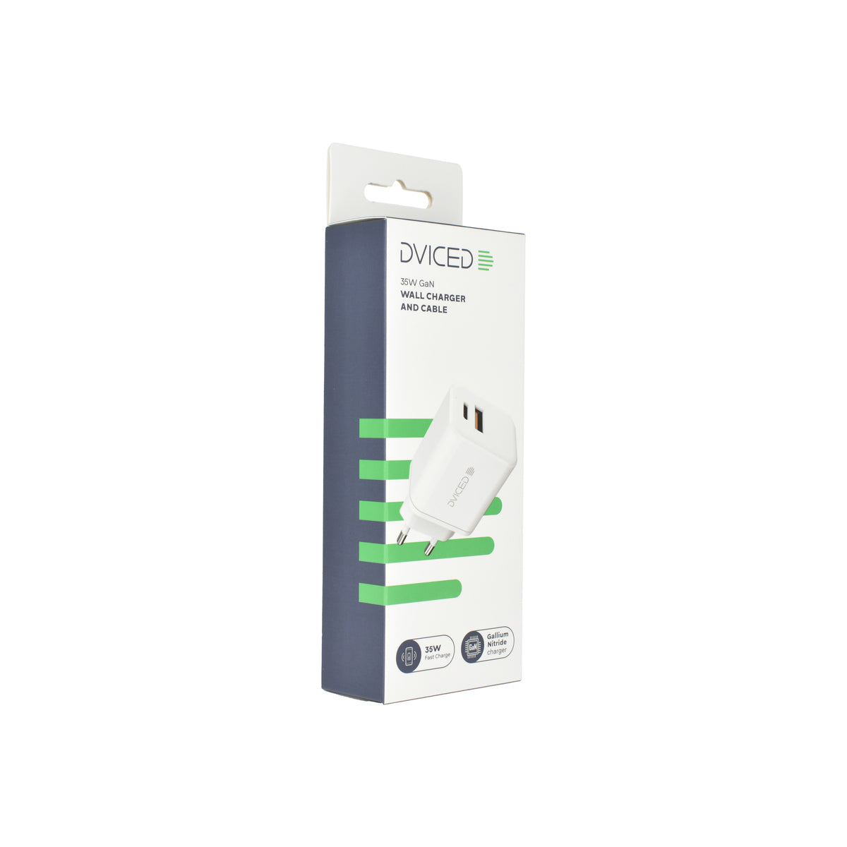 Dviced – Hálózati töltő 35W GaN - 1xUSB-C + 1x USB-A + USB-C to USB-C kábel - fehér - iSTYLE HU