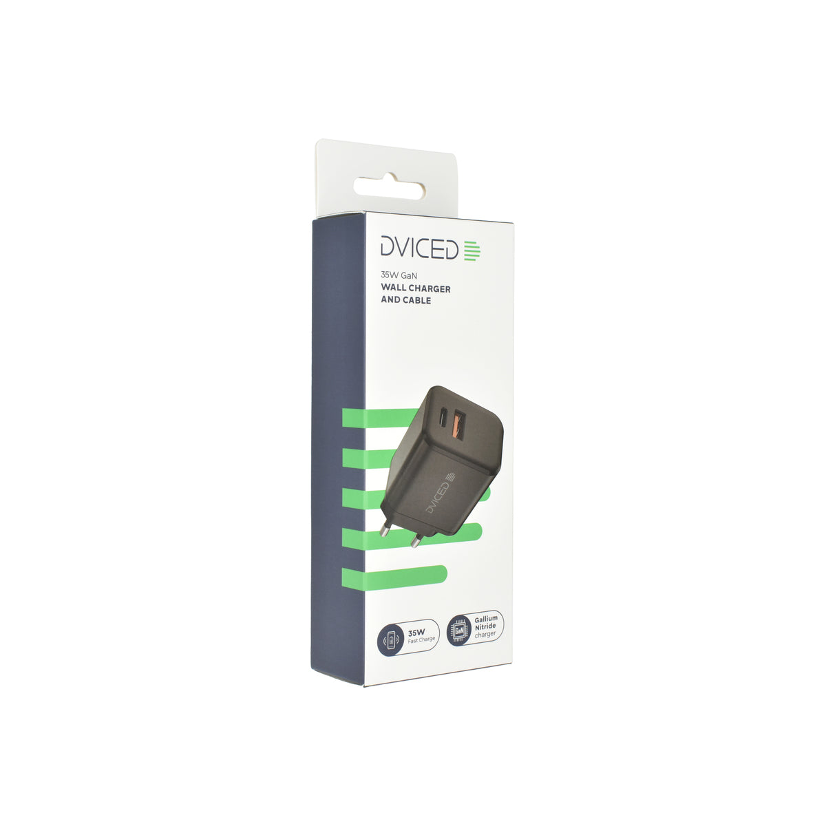 Dviced – Hálózati töltő 35W GaN - 1xUSB-C + 1x USB-A + USB-C to USB-C kábel - fekete - iSTYLE HU