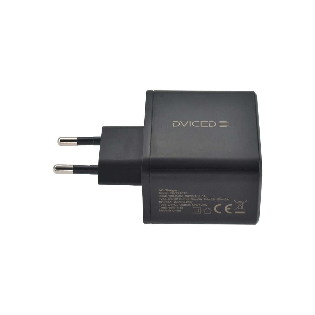 Dviced – Hálózati töltő 65W GaN - 2xUSB-C - fekete - iSTYLE HU