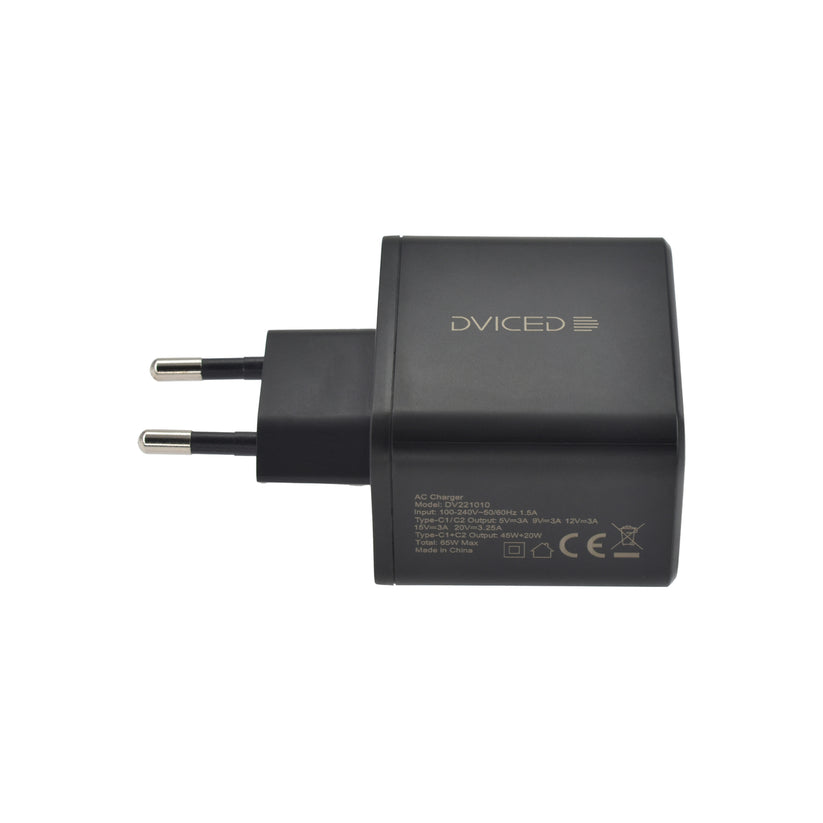 Dviced – Hálózati töltő 65W GaN - 2xUSB-C - fekete - iSTYLE HU