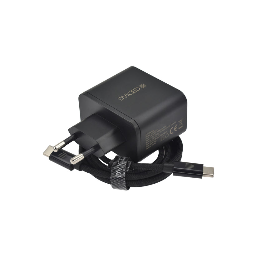 Dviced – Hálózati töltő 65W GaN - 2xUSB-C + USB-C to USB-C kábel - fekete - iSTYLE HU