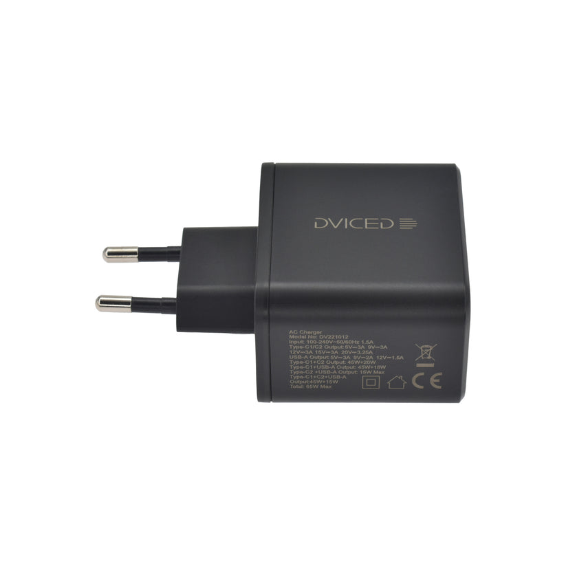 Dviced – Hálózati töltő 65W GaN - 2xUSB-C + 1x USB-A - fekete - iSTYLE HU