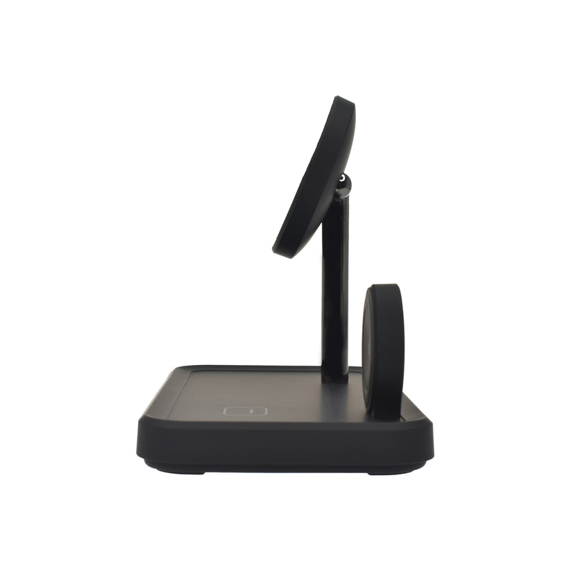 Dviced – 3-in-1 vezeték nélküli mágneses töltőállomás, 15W gyorstöltéssel + USB kábel + hálózati töltő – fekete - iSTYLE HU