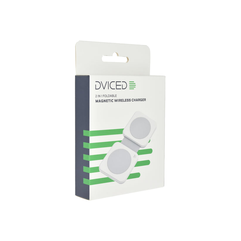 Dviced – 2-in-1 összecsukható vezeték nélküli mágneses töltőállomás, 15W gyorstöltéssel – fehér - iSTYLE HU