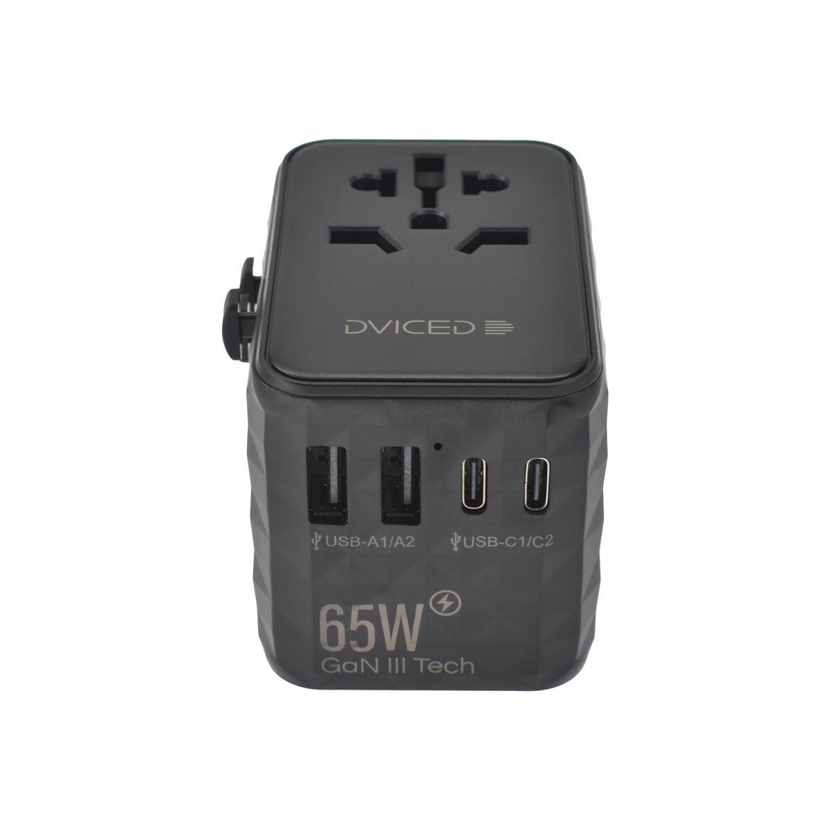 Dviced – Univerzális utazási adapter 65W GaN - UK, Európa, USA, Ausztrália - fekete - iSTYLE HU