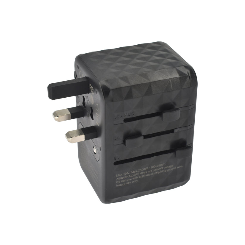 Dviced – Univerzális utazási adapter 65W GaN - UK, Európa, USA, Ausztrália - fekete - iSTYLE HU