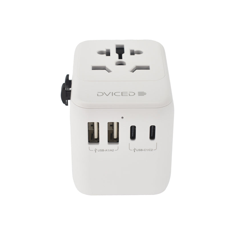 Dviced – Univerzális utazási adapter 28W GaN - UK, Európa, USA, Ausztrália - fehér - iSTYLE HU