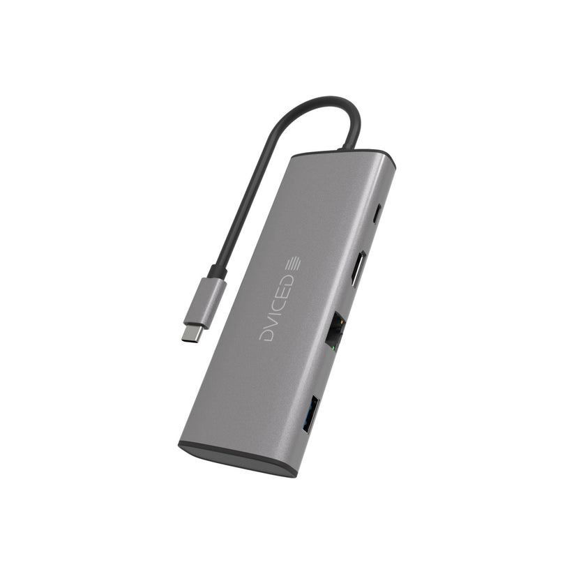 Dviced – Type-C HUB 9-in-1 (2xUSB 3.0 (A), 3xUSB-C, HDMI, SD kártyaolvasó, Micro SD kártyaolvasó, Ethernet) - iSTYLE HU