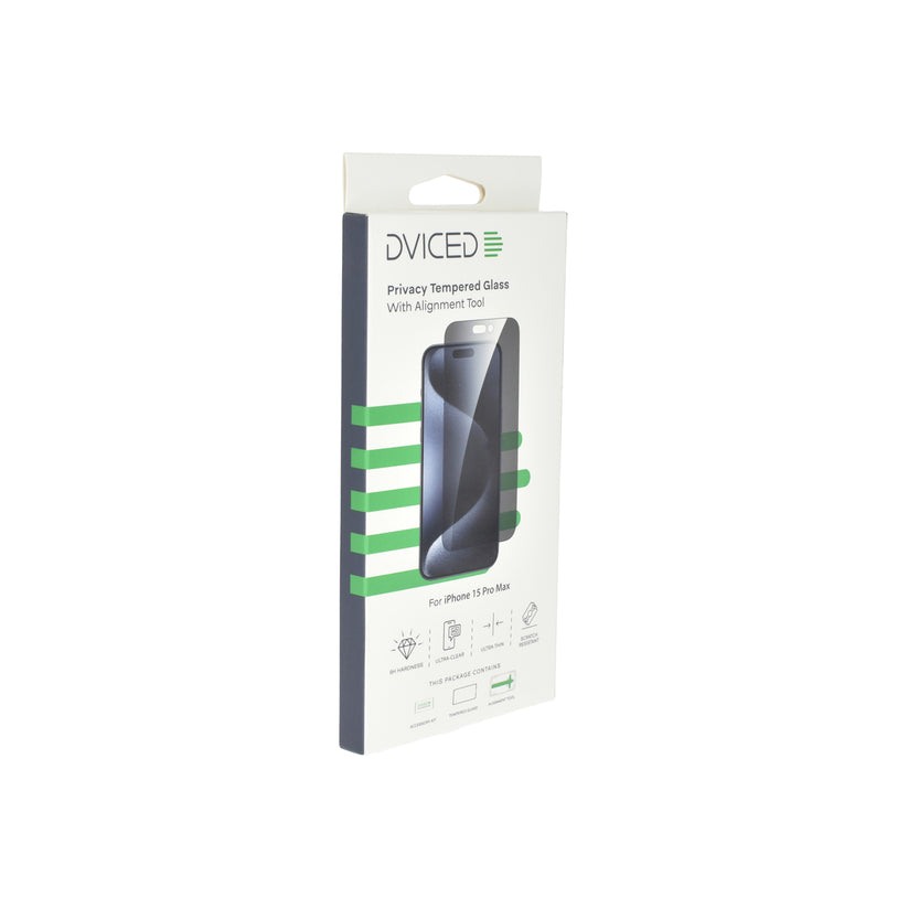 Dviced – iPhone 15 Pro Max képernyővédő üvegfólia (0.3 mm, 9H, betekintés védelem) - applikátorral - iSTYLE HU