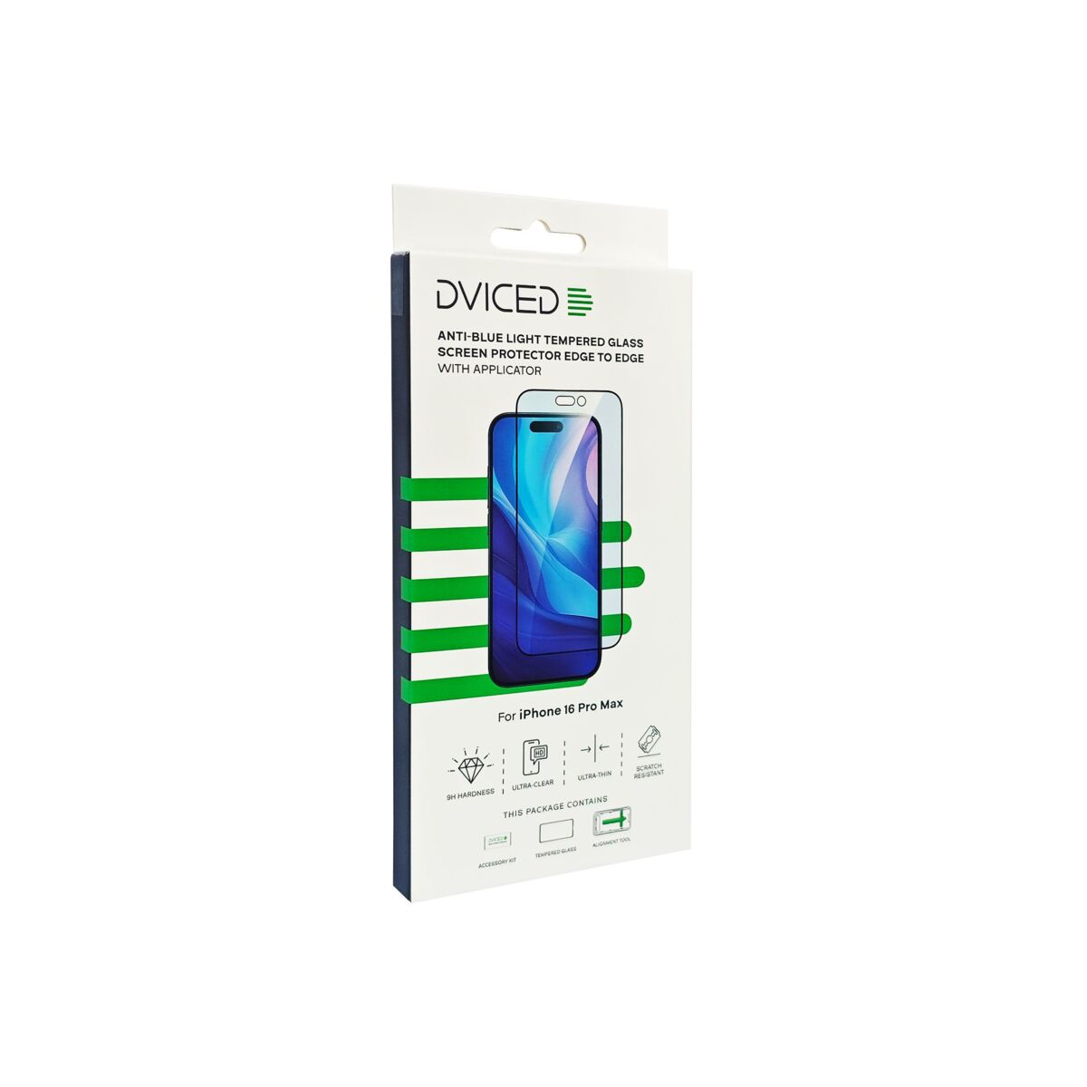 Dviced – iPhone 16 Pro Max kékfény-szűrős edge to edge edzett kijelzővédő üvegfólia applikátorral - iSTYLE HU
