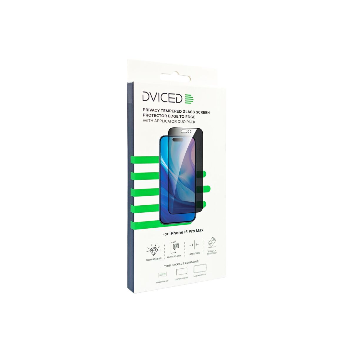 Dviced – iPhone 16 Pro Max betekintésvédett edge to edge edzett kijelzővédő üvegfólia applikátorral (Duo Pack) - iSTYLE HU