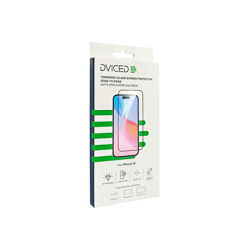 Dviced – iPhone 16 edge to edge edzett kijelzővédő üvegfólia applikátorral (Duo pack) - iSTYLE HU