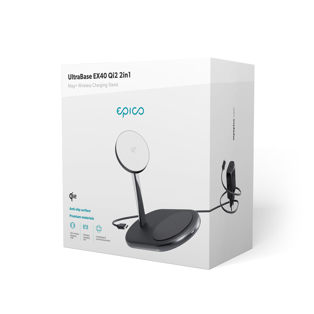 EPICO – UltraBase 2in1 Qi2 Mag+ MagSafe kompatibilis töltőállomás - fekete - iSTYLE HU