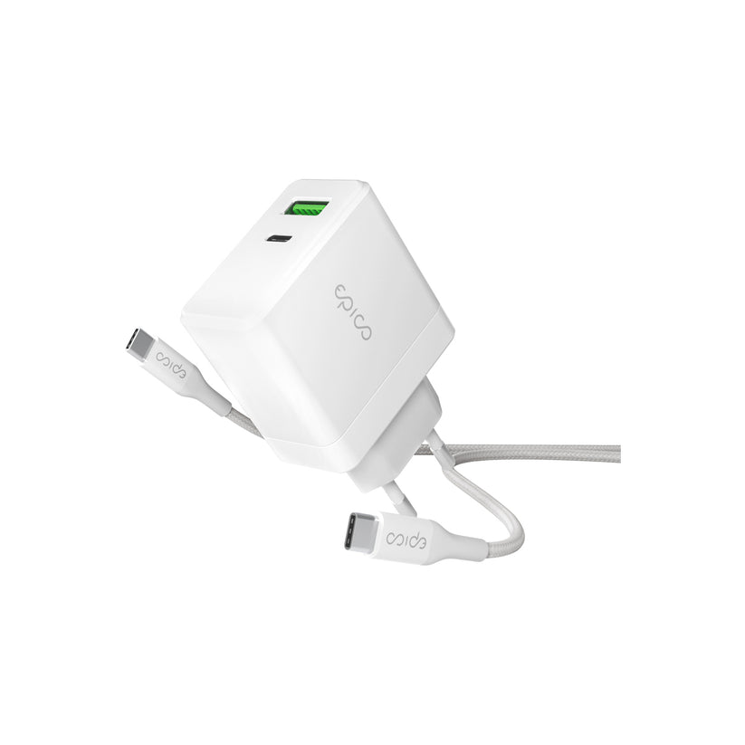 EPICO – 65W-os GaN töltőcsomag 2m USB-C kábellel - Fehér - iSTYLE HU