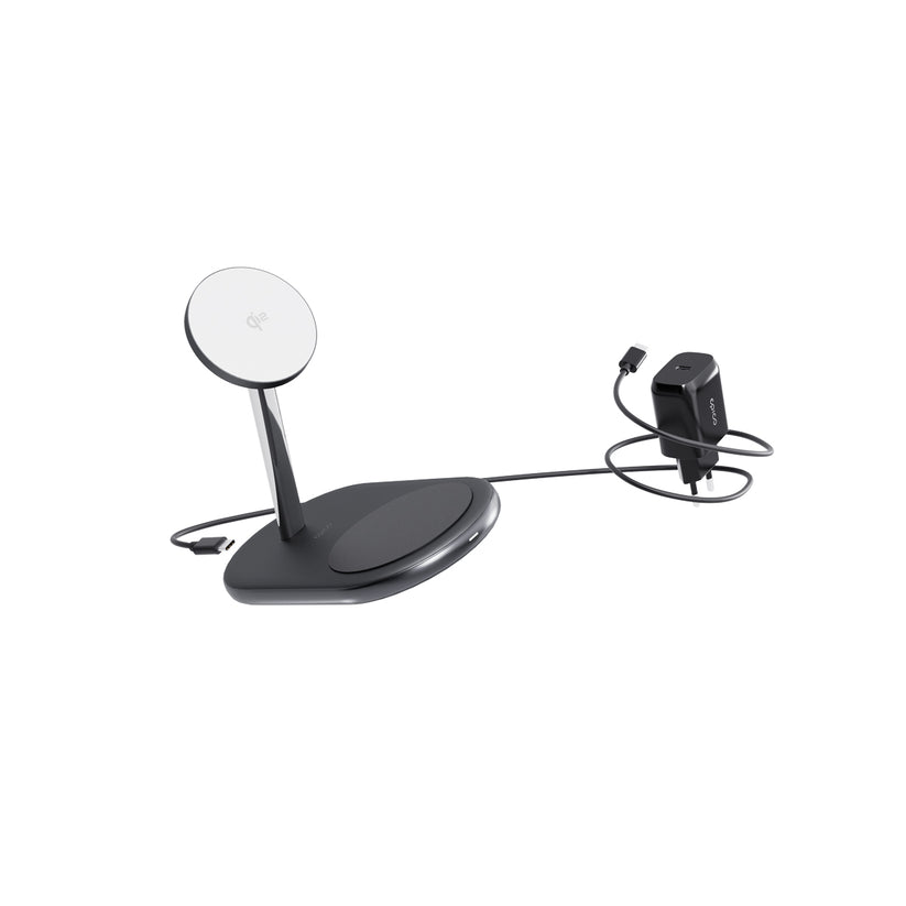EPICO – UltraBase 2in1 Qi2 Mag+ MagSafe kompatibilis töltőállomás - fekete - iSTYLE HU