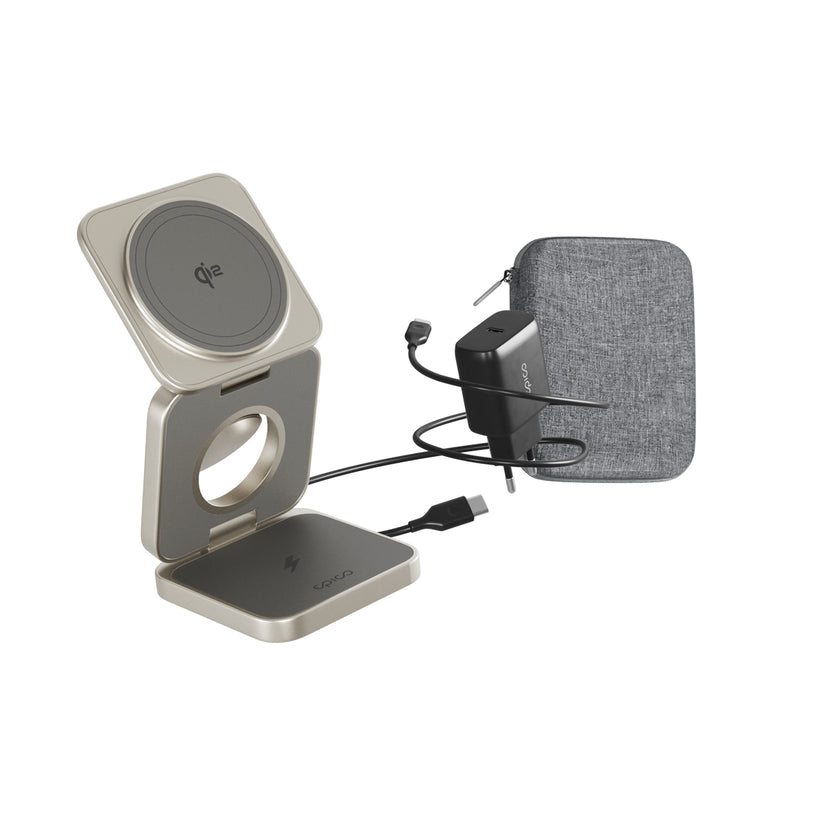 EPICO – UltraBase 3in1 Qi2 Mag+ összecsukható vezeték nélküli töltőállomás - titán - iSTYLE HU