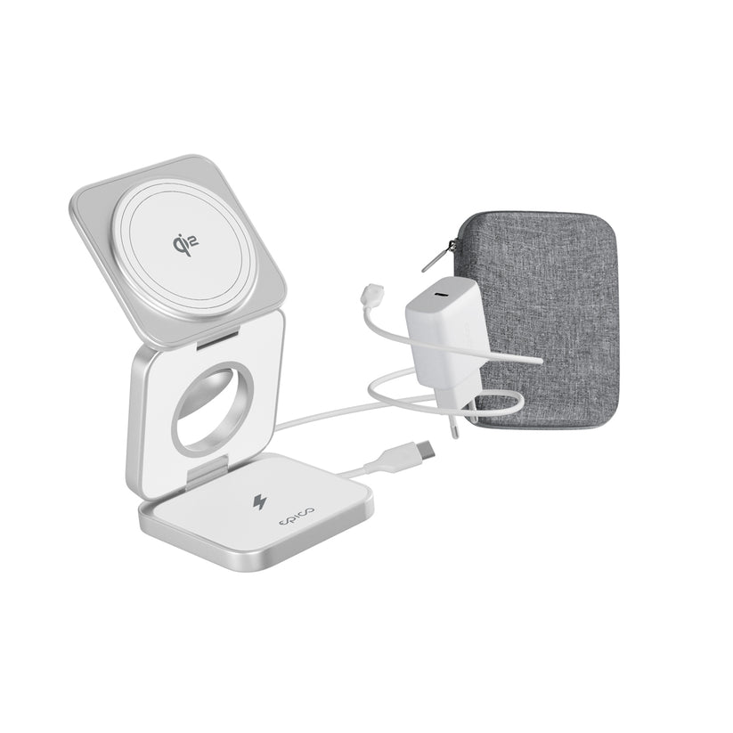 EPICO – UltraBase 3in1 Qi2 Mag+ összecsukható vezeték nélküli töltőállomás - fehér - iSTYLE HU