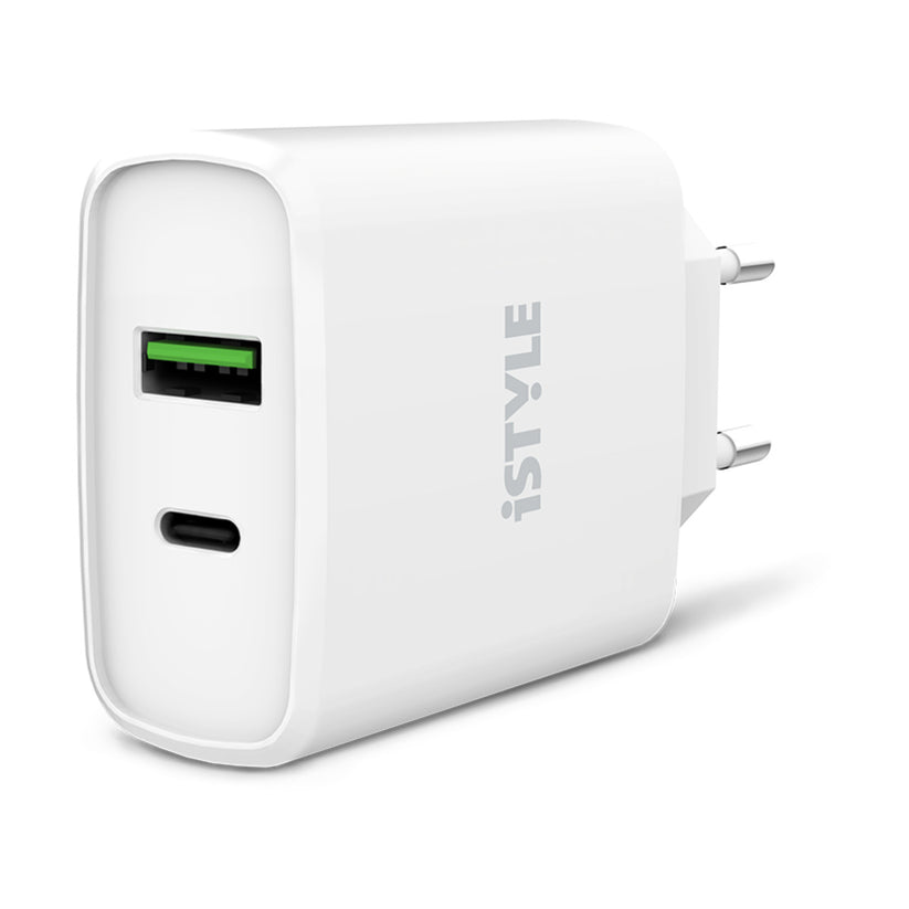 iSTYLE – 38 W Pro töltő (20W USB-C; 18W USB-A) - Fehér - iSTYLE HU