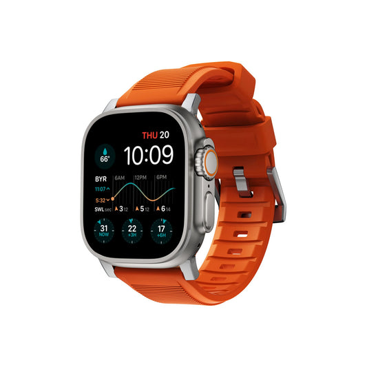 Nomad – Apple Watch Utlra Robosztus szíj ( 42/44/45/49 mm) - narancs/ezüst - iSTYLE HU