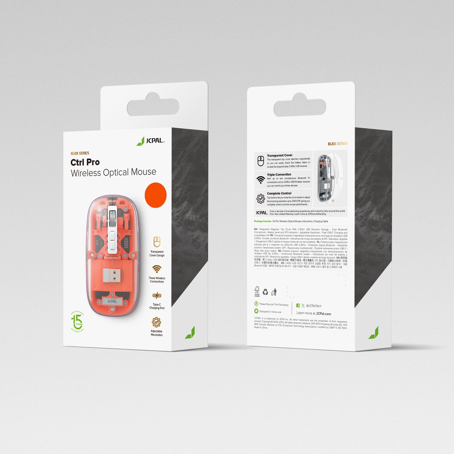 JCPal Ctrl Pro vezeték nélküli optikai egér - narancs