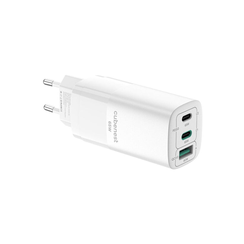 CubeNest – S3D0 - GaN PD 65W háromportos hálózati adapter - fehér - iSTYLE HU