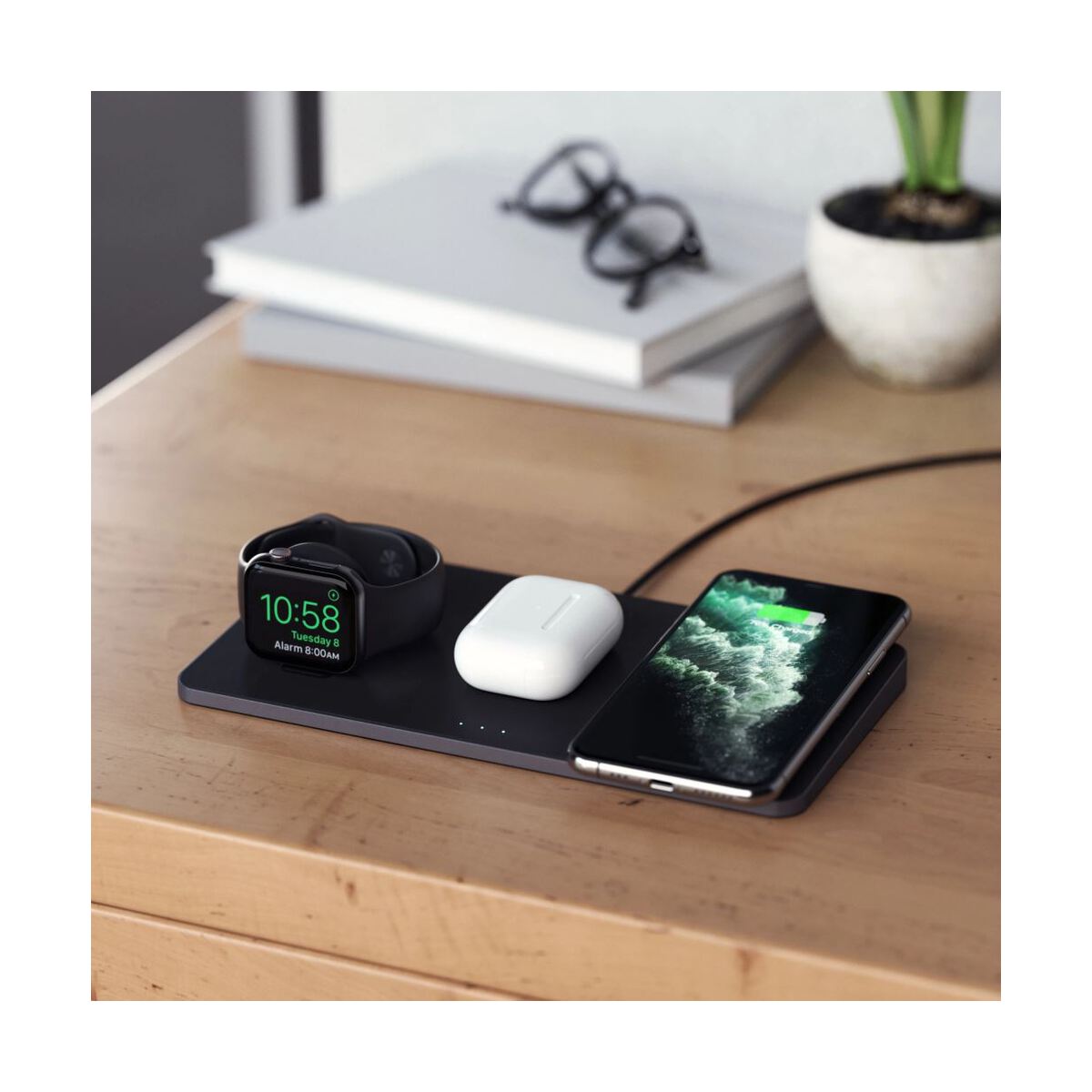 Satechi – Trio Vezetéknélküli töltő (Apple Watch, Airpods, iPhone) - Fekete - iSTYLE HU