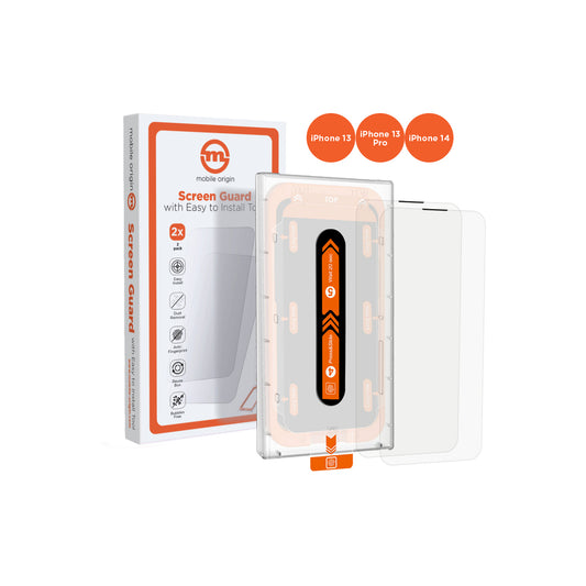 Mobile Origin – Kijelzővédő üveg (2 darab) - applikátorral - iPhone 14 / 13 / 13 Pro - iSTYLE HU