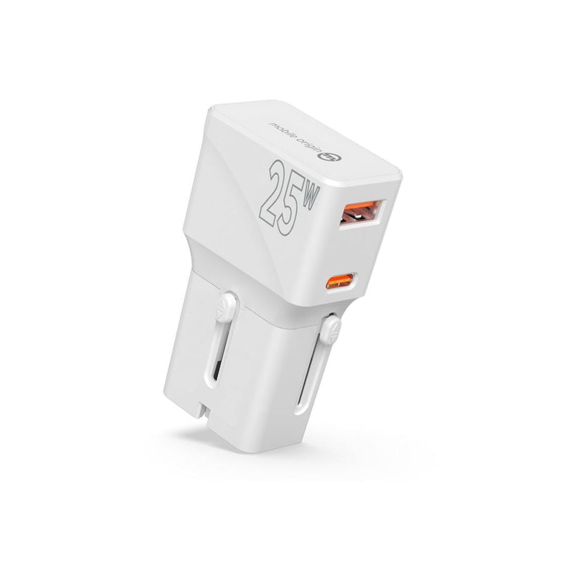 Mobile Origin – 25W-os utazó adapter (EU/US/UK/AU) - fehér - iSTYLE HU