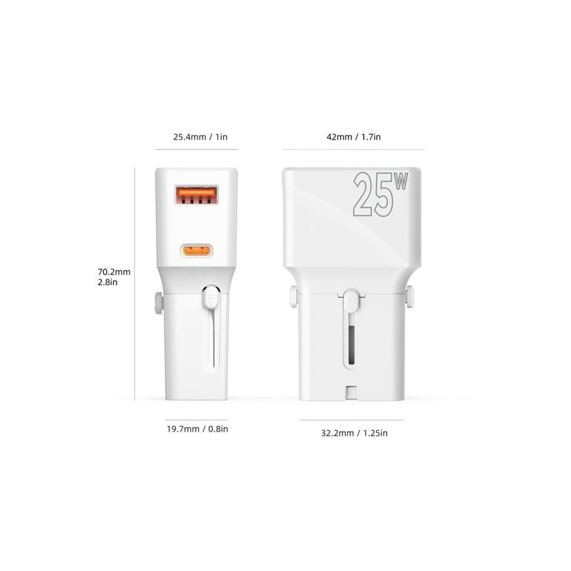 Mobile Origin – 25W-os utazó adapter (EU/US/UK/AU) - fehér - iSTYLE HU