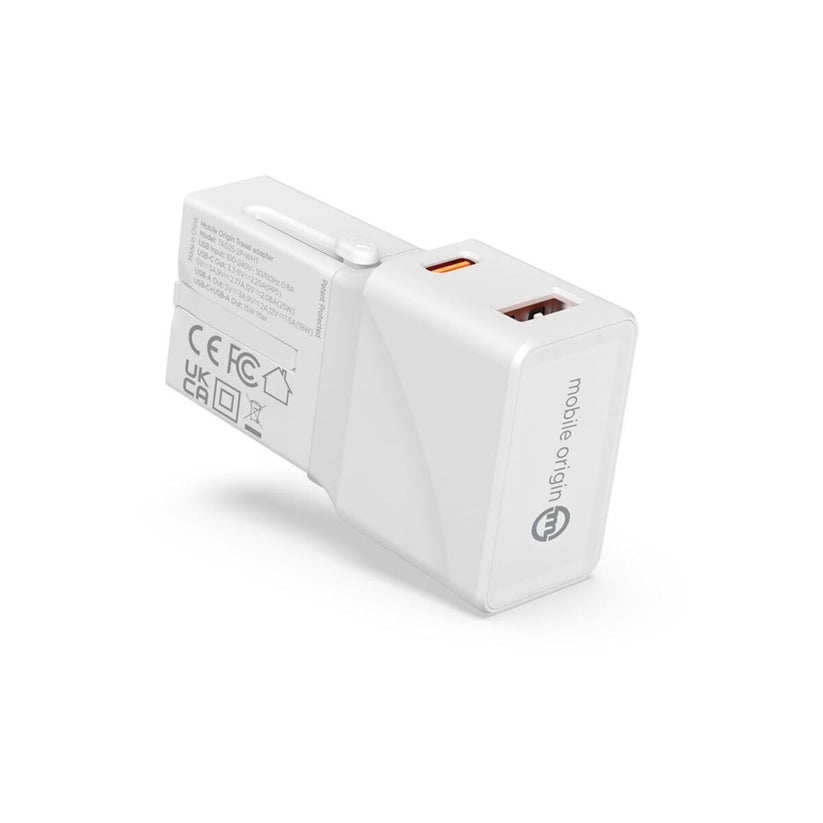Mobile Origin – 25W-os utazó adapter (EU/US/UK/AU) - fehér - iSTYLE HU