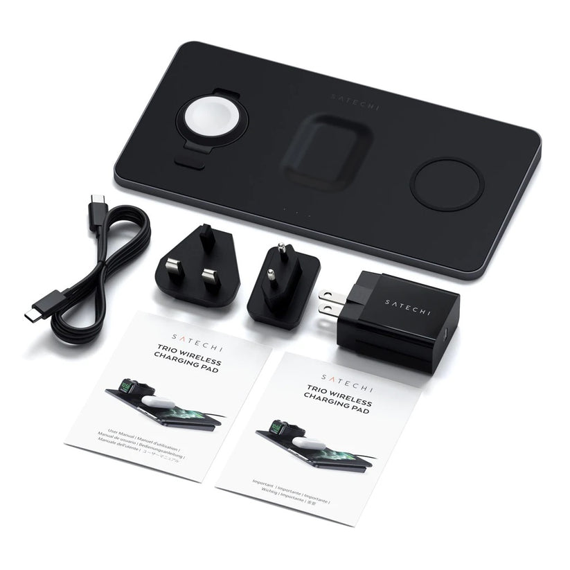 Satechi – Trio Vezetéknélküli töltő (Apple Watch, Airpods, iPhone) - Fekete - iSTYLE HU