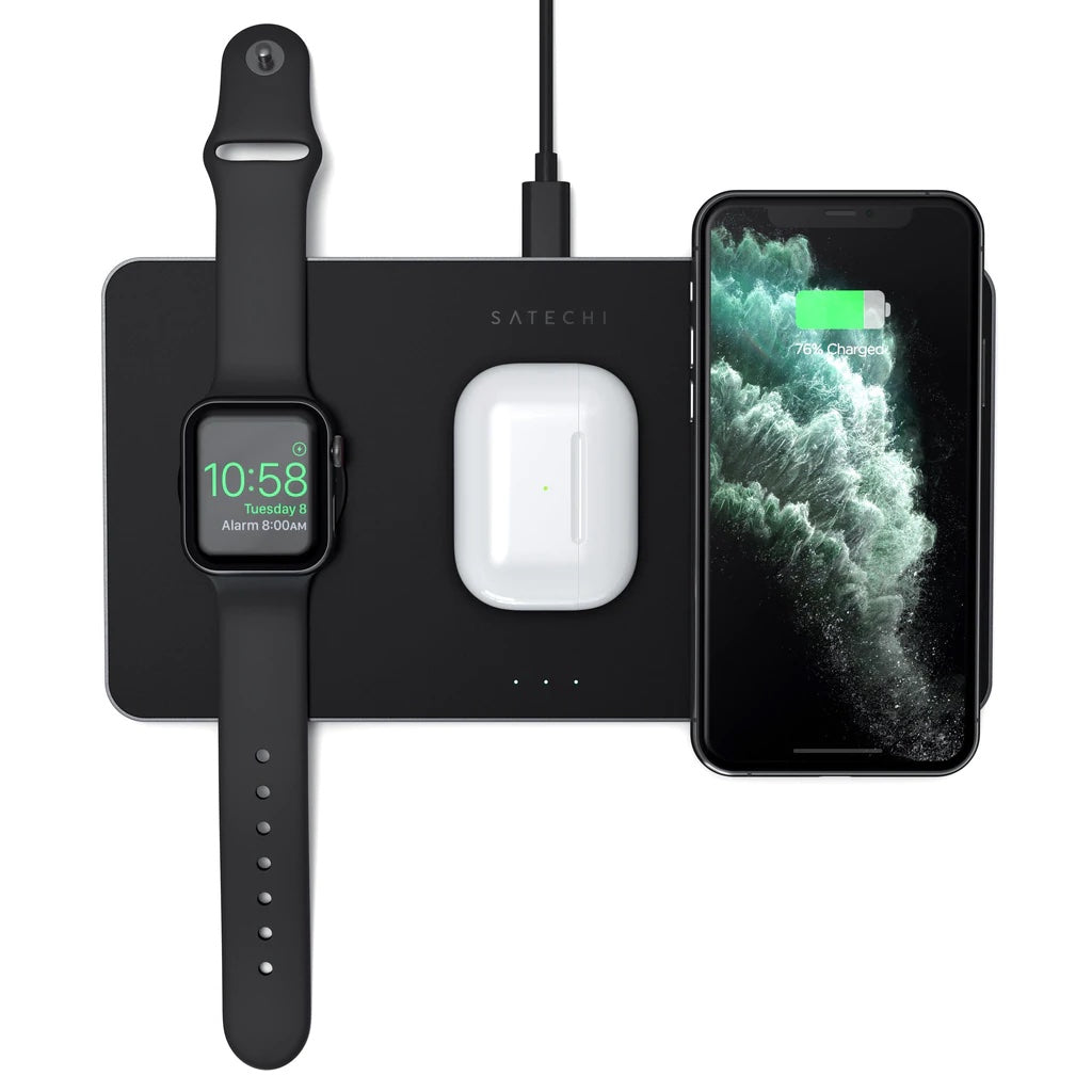 Satechi – Trio Vezetéknélküli töltő (Apple Watch, Airpods, iPhone) - Fekete - iSTYLE HU
