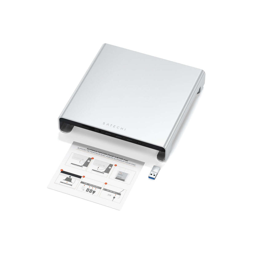 Satechi – Aluminium monitor állvány és HUB - ezüst - iSTYLE HU