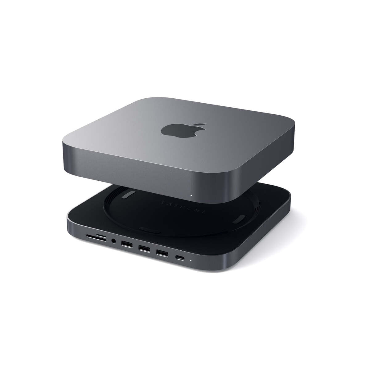 Satechi – Mac Mini Aluminium TYPE-C állvány és HUB - asztroszürke - iSTYLE HU