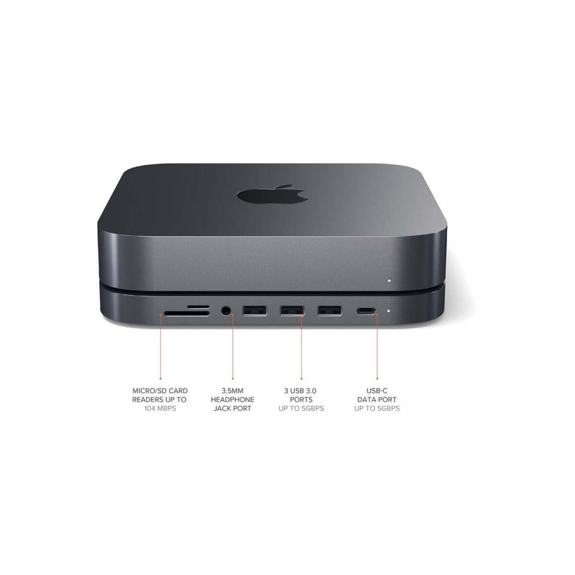 Satechi – Mac Mini Aluminium TYPE-C állvány és HUB - asztroszürke - iSTYLE HU