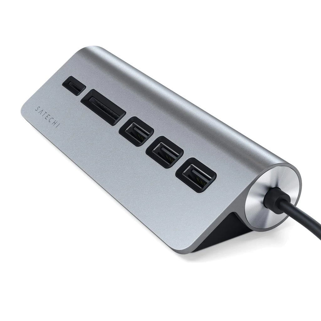 Satechi – TYPE-C Aluminum USB Hub és kártyaolvasó - asztroszürke - iSTYLE HU