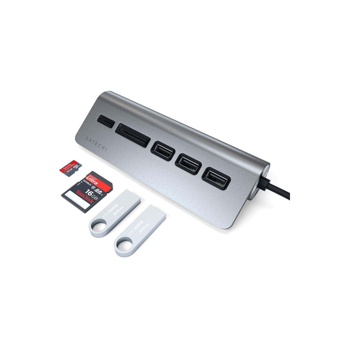 Satechi – TYPE-C Aluminum USB Hub és kártyaolvasó - asztroszürke - iSTYLE HU