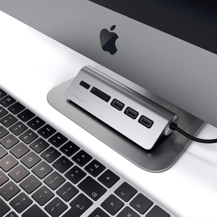 Satechi – TYPE-C Aluminum USB Hub és kártyaolvasó - asztroszürke - iSTYLE HU