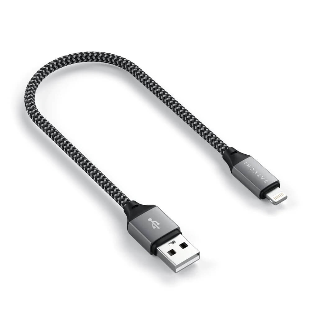 Satechi – USB-A to Lightning Braided Cable 25cm - szürke - iSTYLE HU