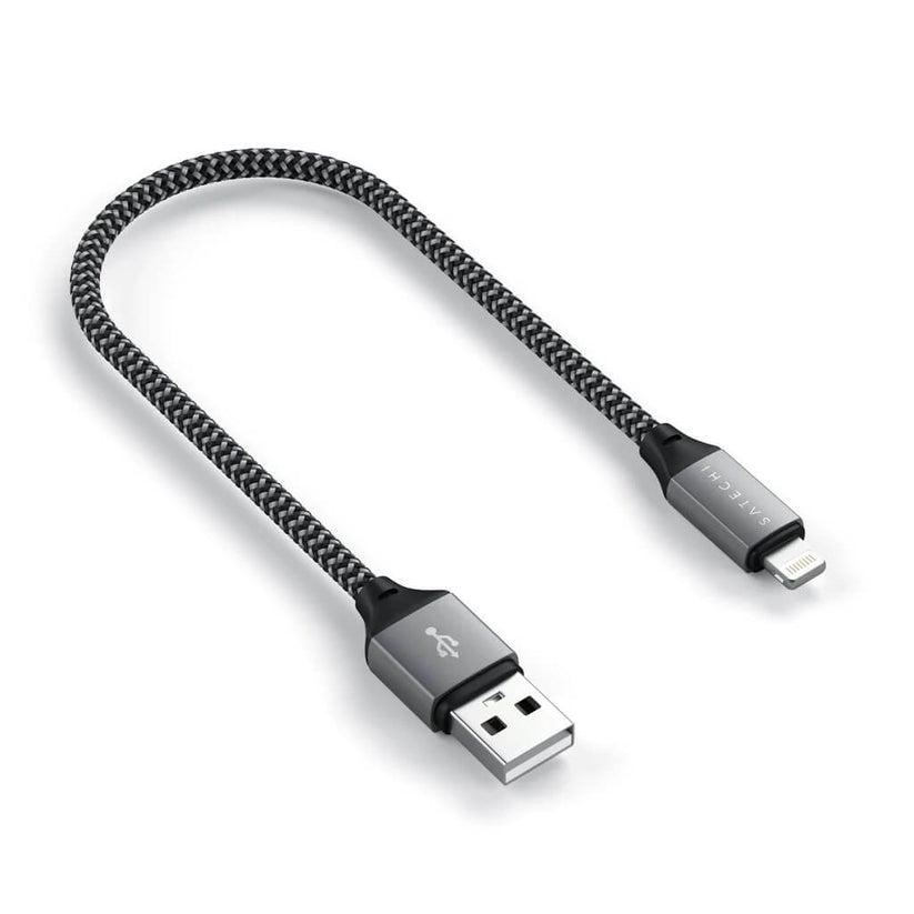 Satechi – USB-A to Lightning Braided Cable 25cm - szürke - iSTYLE HU