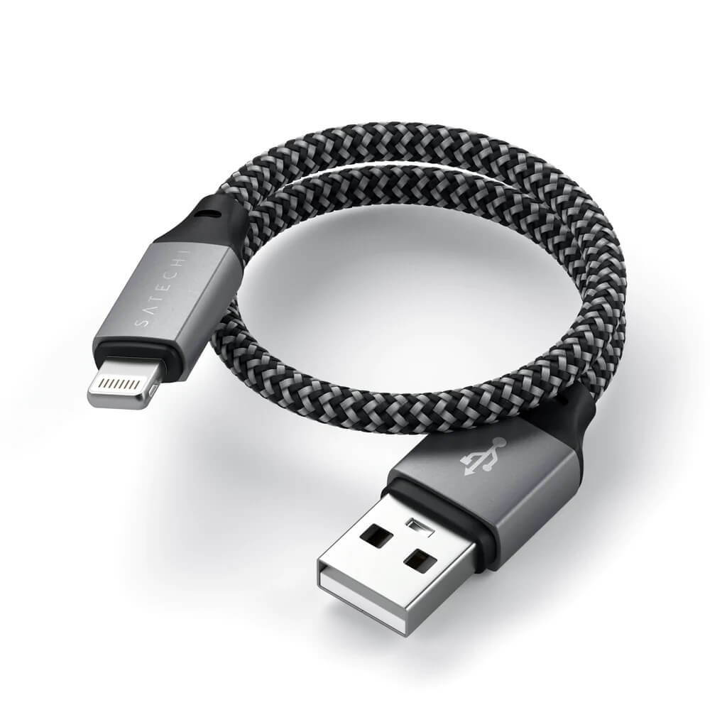 Satechi – USB-A to Lightning Braided Cable 25cm - szürke - iSTYLE HU