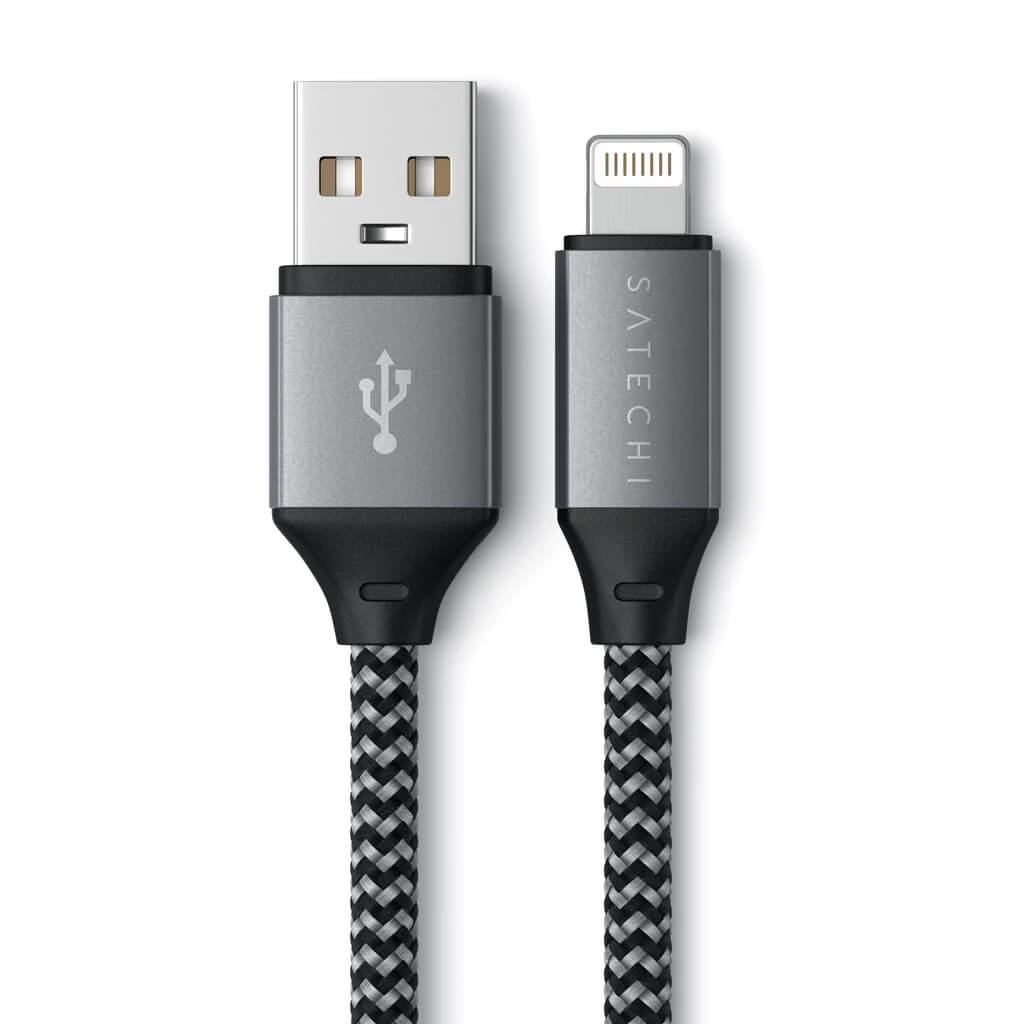Satechi – USB-A to Lightning Braided Cable 25cm - szürke - iSTYLE HU