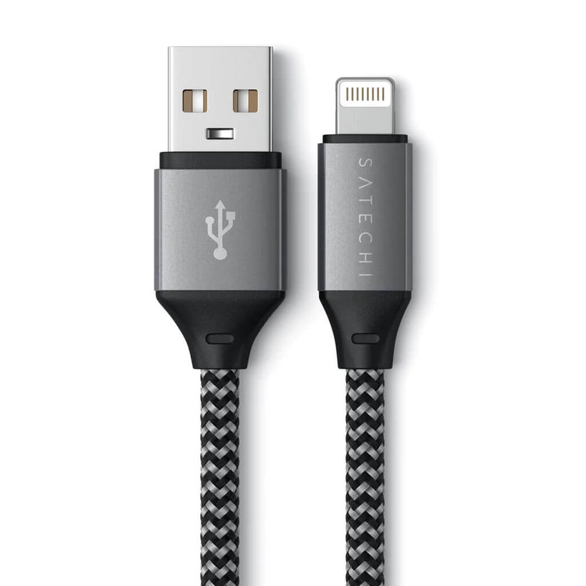 Satechi – USB-A to Lightning Braided Cable 25cm - szürke - iSTYLE HU