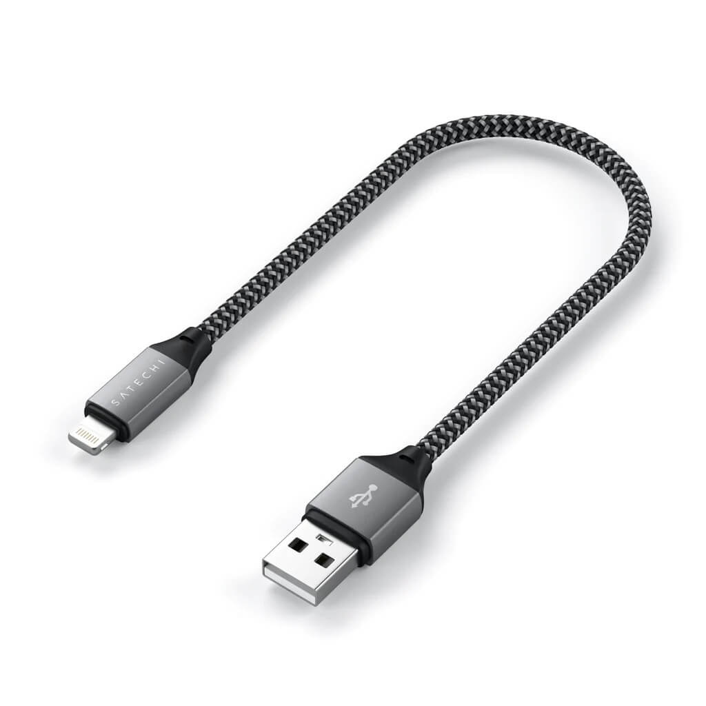 Satechi – USB-A to Lightning Braided Cable 25cm - szürke - iSTYLE HU