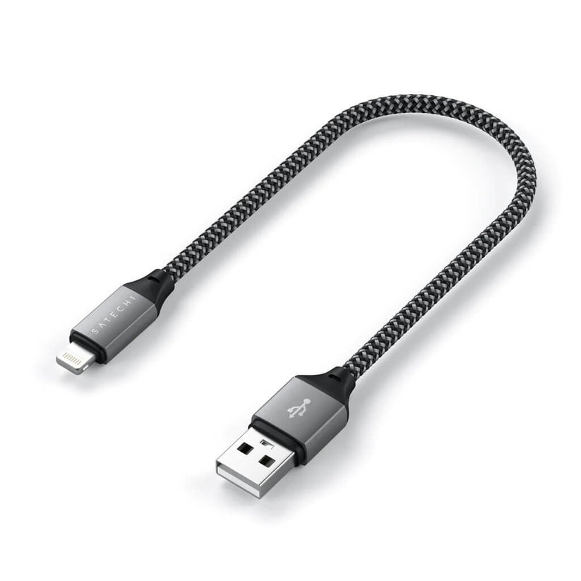 Satechi – USB-A to Lightning Braided Cable 25cm - szürke - iSTYLE HU