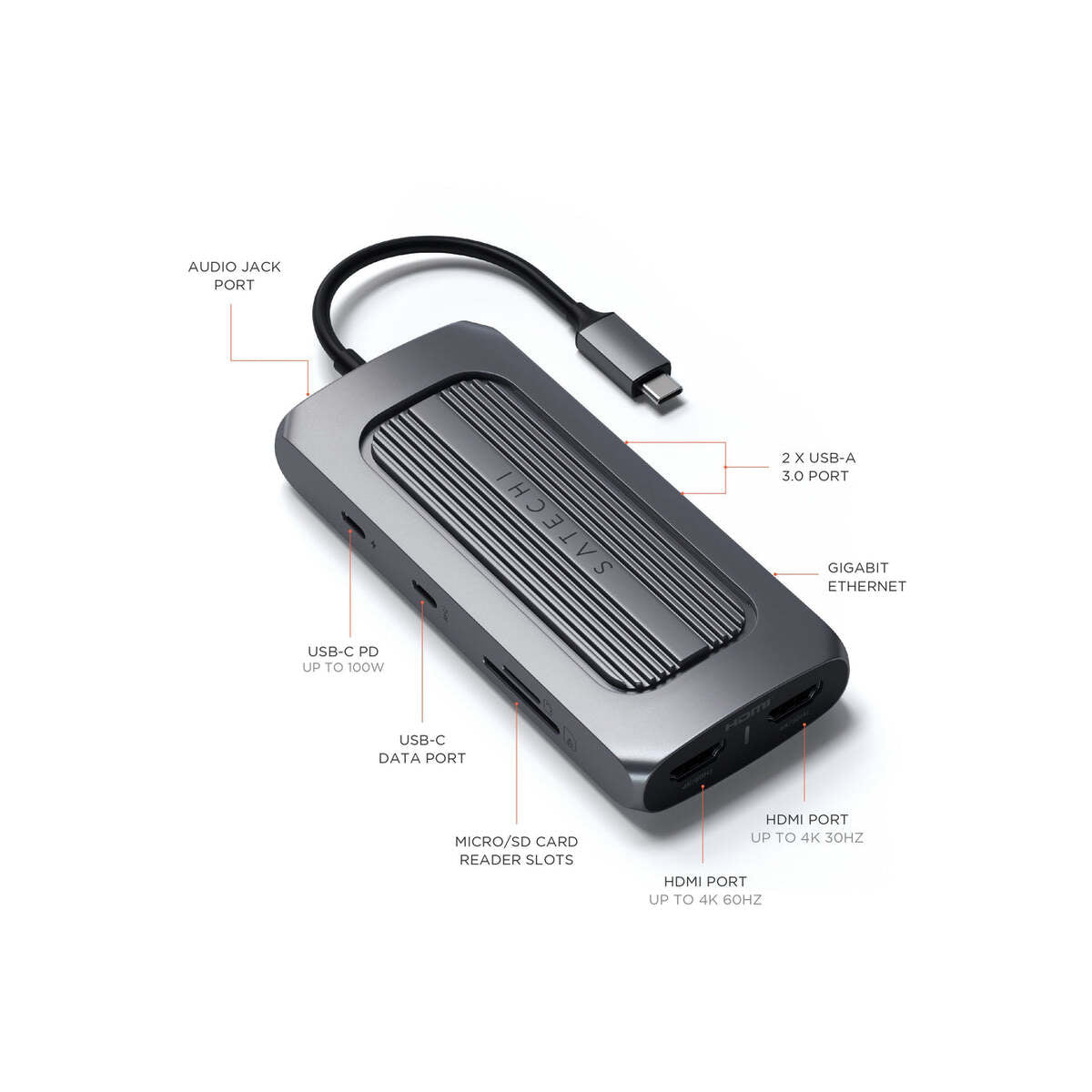 Satechi – Aluminium USB-C Multiport MX Adapter - asztroszürke - iSTYLE HU